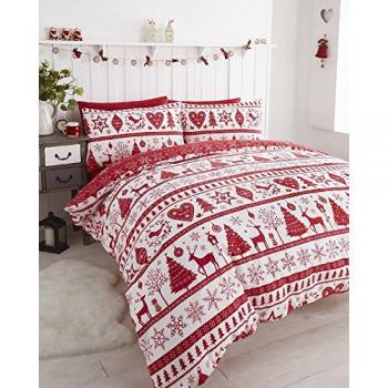 Noel Red King Size Reversible Duvet Cover Set