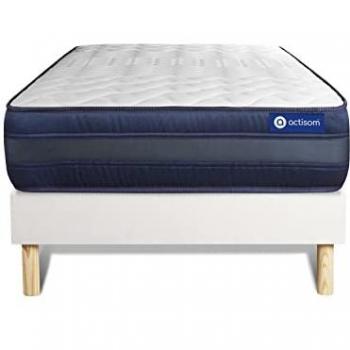 Ensemble Matelas Actiflex Tech 120x190 Mémoire De Forme Maxi Épaisseur 5 zones De Confort + Sommier Kit Blanc