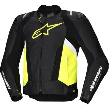 Motorrad Lederjacke Alpinestars Missile V3 Airflow in Schwarz/Neon-Gelb 54
