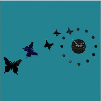 Horloge Miroir Décorative avec Papillons