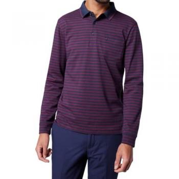 Pierre Cardin Herren Polo mit Streifen in Rot – Langarm, Größe XXL