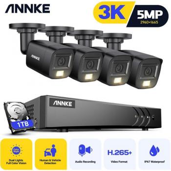 Sistemi 5MP ANNKE 8CANALI – DVR 1TB, H.265+, Microfono IR, Telecamere 4x
