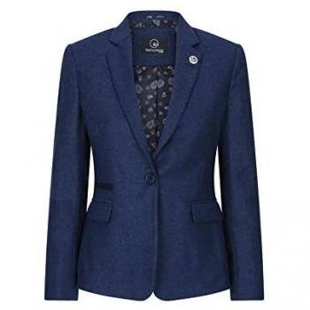 TruClothing Women's Wsn 1920s Navy Herringbone Tweed Blazer (Size 16)