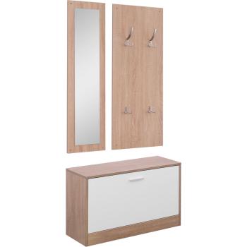 Rangement chaussures Homcom – Trois portes abatables, deux sections, couleur blanche chêne