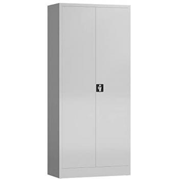ClassiX Lichtgrauer Aktenschrank mit 2 Türen, abschließbar, 180 x 80 x 38 cm