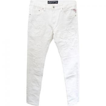 Pantalon élastique déchiré blanc pour hommes