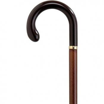 Canne de marche assistée en hêtre avec poignée marron