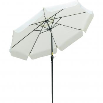 Outsunny Sombrilla de Jardín Ø266x250 cm Protección UV50+ Parasol de Aluminio Inclinable con Techo de Ventilación y Manivela para Terraza Balcón Beige