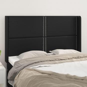 VidaXL Cabecero con orejas de cuero sintético negro 147x16x118/128 cm