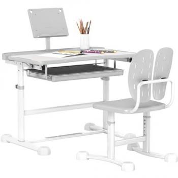 Tableau d’Étude Enfant AIYAPLAY – Chaise Ajustable, Tiroir & Lecteur Gris