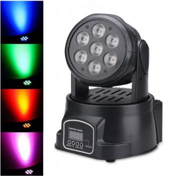 Proiettore Effetti Disco Led Rgb Testa Mobile 7 Led Wash