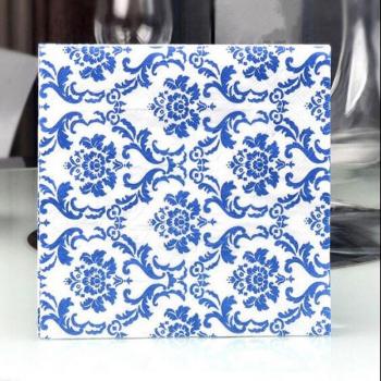 20pc Blue Wedding Napkins with Bride and Groom Design