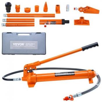 Cric 10T Pressa Mobile 132 mm con tubo olio da 1,4 m + custodia per telaio auto
