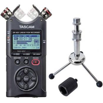 Tascam DR-40X tragbarer Recorder mit Stativ und Adapter