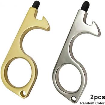 2 Pcs Contactless Door Opener Keychain Tool with Stylus Tips