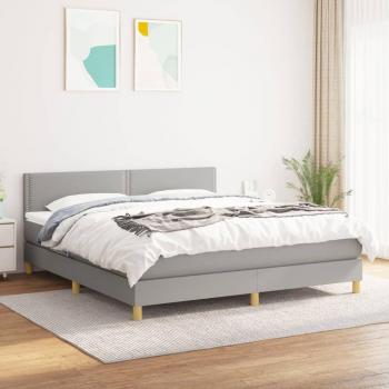 Suite de Sueño: Cama Box Spring + Colchón Visco-Esponja, Gris Claro 160x200