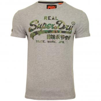 Superdry Herren T-Shirt Vintage Logo Layered Camo Tee, Grigio (Grigio)