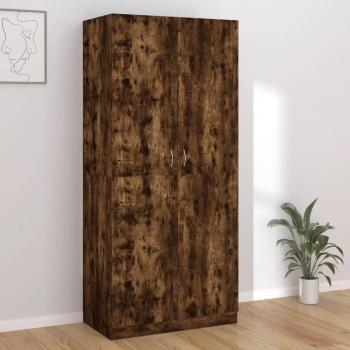 Armoire en bois d'ingénierie 90x52x200 cm Chêne fumé