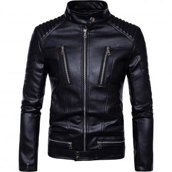 Men's Zipper Faux Leather Coat
