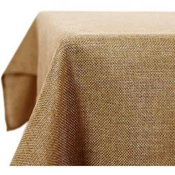 Deconovo Nappe Rectangulaire Anti-tâche Deco Imperméable Effet Lin pour Cuisine 150x300 cm Taupe