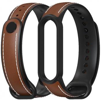 Bracelet en cuir pour Xiaomi Mi Band 5/6 Mijobs TPU Noir et Brun