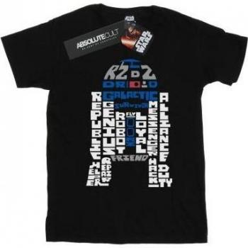 Star Wars Boys R2-D2 Text Head T-Shirt 12-13 black