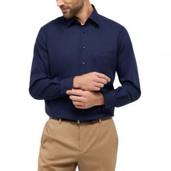 Langarmhemd ETERNA COMFORT FIT, Herren, Gr. 46, Normalgrößen, blau (navy), 100% cotton, normal, Langarm Manschette, Hemden
