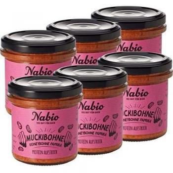 Nabio Protein Aufstrich Kidneybohne Paprika Chili, 6er Pack (6 x 140 g)