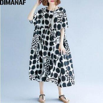 DIMANAF Lässiges Leinenkleid für Frauen