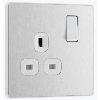 BG Evolve Brushed Steel 3 Gang Single Switched Power Socket
