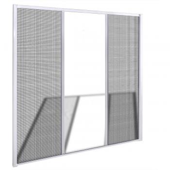 Dual Door Window Screen, White Mesh, 215 × 215 cm