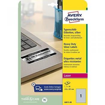 AVERY Zweckform L6013-20 Étiquettes Étanches Argentées