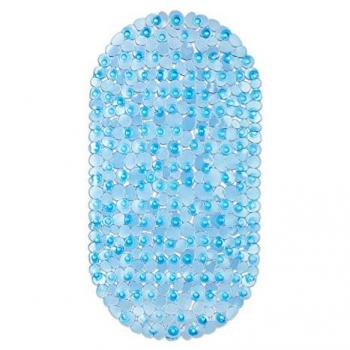 Relaxdays 36×68 cm Blue Suction Bath Mat – Stone‑Style Anti‑Slip