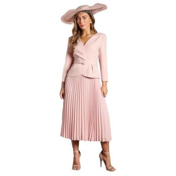 Coast Women’s Midi Rose Crepe Dress, Long Sleeve & Pleated