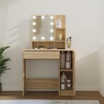 LED Dressing Table Sonoma Oak 86.5x35x136 cm