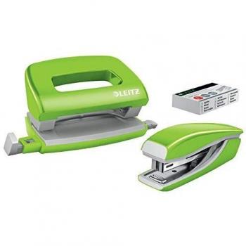 Leitz WOW NeXXt Mini Stapler and Hole Punch Set Green 55612054