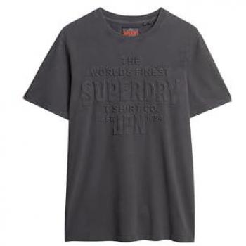 T-shirt homme Superdry noir avec logo en relief, taille L