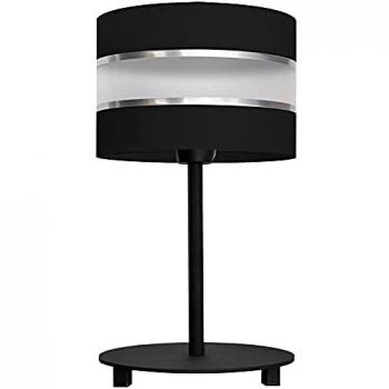 Lampada Helam Helen da Tavolo con Paralume Rotondo Nero e Argento 20cm