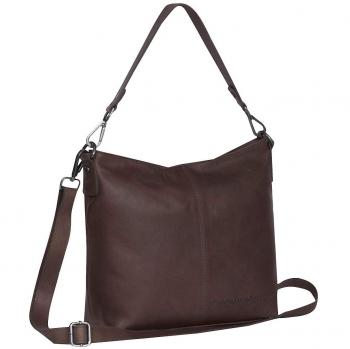 Brown Leather Chesterfield Pull‑Up 25 cm Shoulder Tote