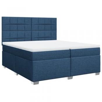 Cama box spring con colchón tela azul 200x200 cm Vidaxl
