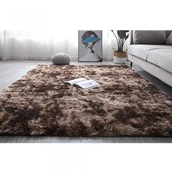 Azptan Shaggy-Braun Teppich für Wohnraum, 120 cm × 160 cm – Hochflor-Langflor