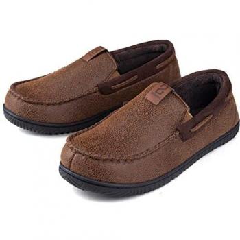 ComfortCamel Suede Slip‑On Home Shoes for Men – ZIZOR Memory Foam, Non‑Slip Sole
