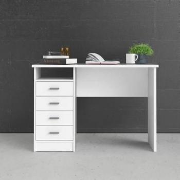 Bureau lineal Dmora 4 cajones color blanco