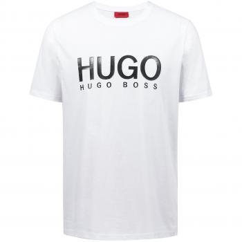 HUGO Dolive T-Shirt in Relaxed‑Fit, weißer Baumwollstoff, Logo‑Aufdruck
