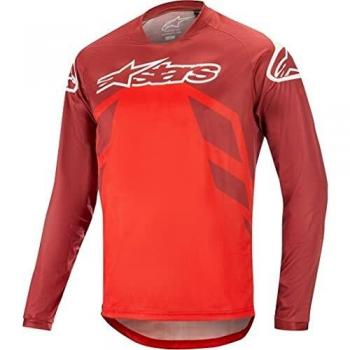 Maglia Alpinestars Racer V2 LS XL Uomo, Rosso Scarlatto con Dettaglio Bianco