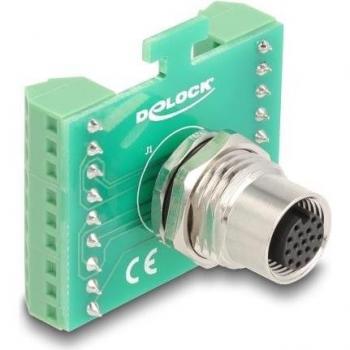 Adapter M12 17P A‑a con Cavo + Spina Elettrica (Verde) – DeLOCK