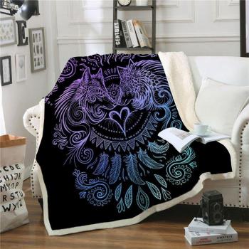 Wolves Heart Boho Throw Blanket 130x150 cm