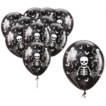 Pack de 10 Globos de Fiesta Esqueleto 30 cm