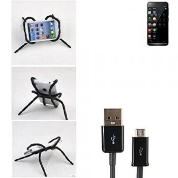 Montaje de salida de aire para Wiko Wax, cable USB negro con diseño de araña