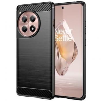Carcasa de Silicona Negra para OnePlus 12R con Diseño de Fibra de Carbono, Antigolpes y Compatible con Carga Inalámbrica